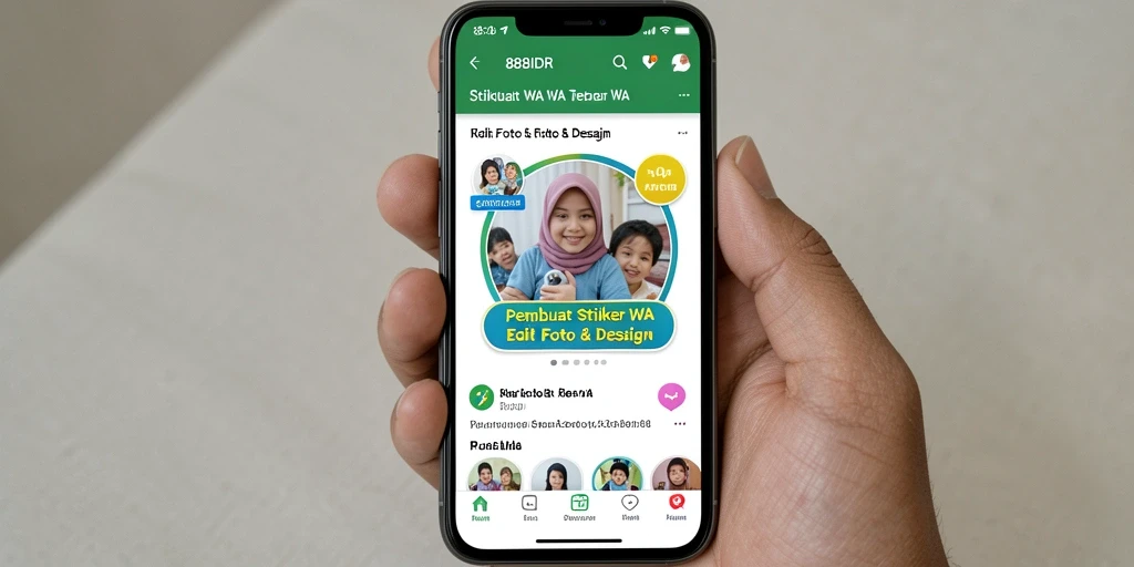 Tampilan antarmuka dari aplikasi Pembuat Stiker WA 888IDR.