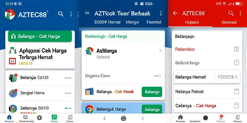 Antarmuka AZTEC88 yang menampilkan fungsi Cek Harga dengan jelas.
