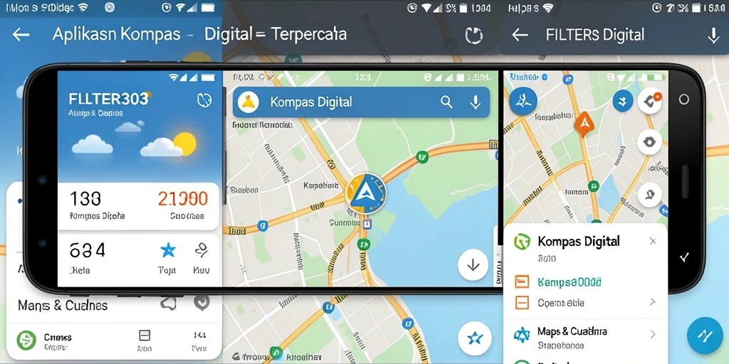 Antarmuka FILTER303 menampilkan kompas digital yang intuitif dan informatif.