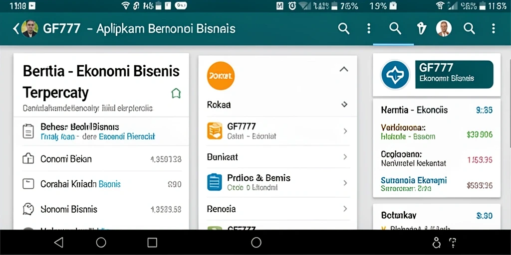 Antarmuka aplikasi GF777 untuk berita Ekonomi Bisnis.