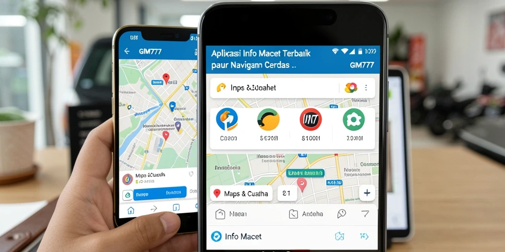 Tampilan antarmuka aplikas Info Macet GIM777 dengan informasi lalu lintas terkini.