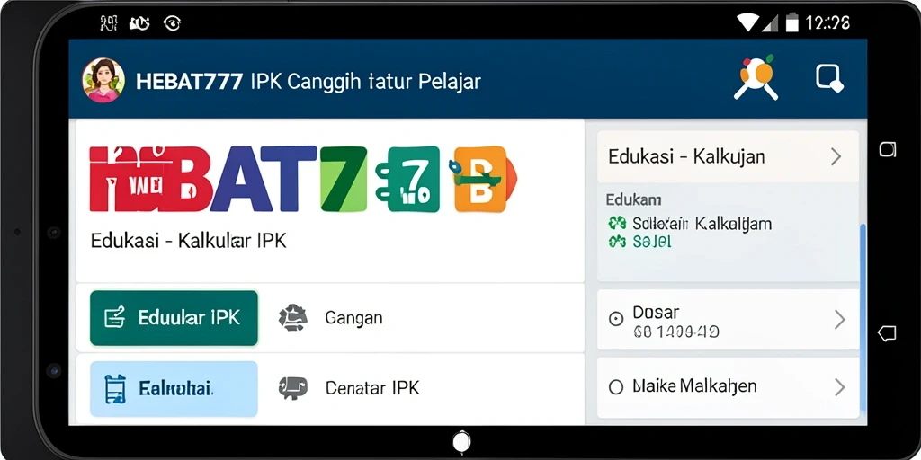 Antarmuka aplikasi HEBAT777 untuk Kalkulator IPK yang intuitif.