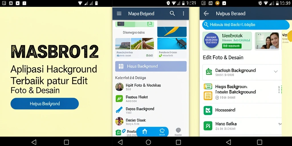 Tampilan antarmuka aplikasi MASBRO12 dengan fitur Hapus Background.
