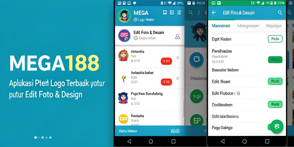 Tampilan antarmuka MEGA188 yang sederhana dan fungsional untuk Logo Maker.