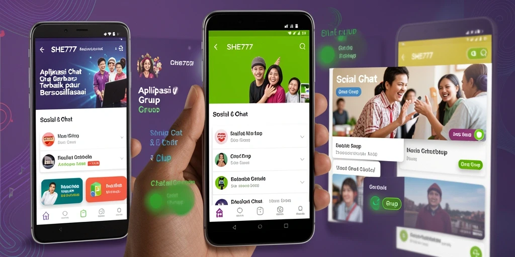 Tampilan antarmuka aplikasi Chat Grup SHE777 yang interaktif dan menarik.